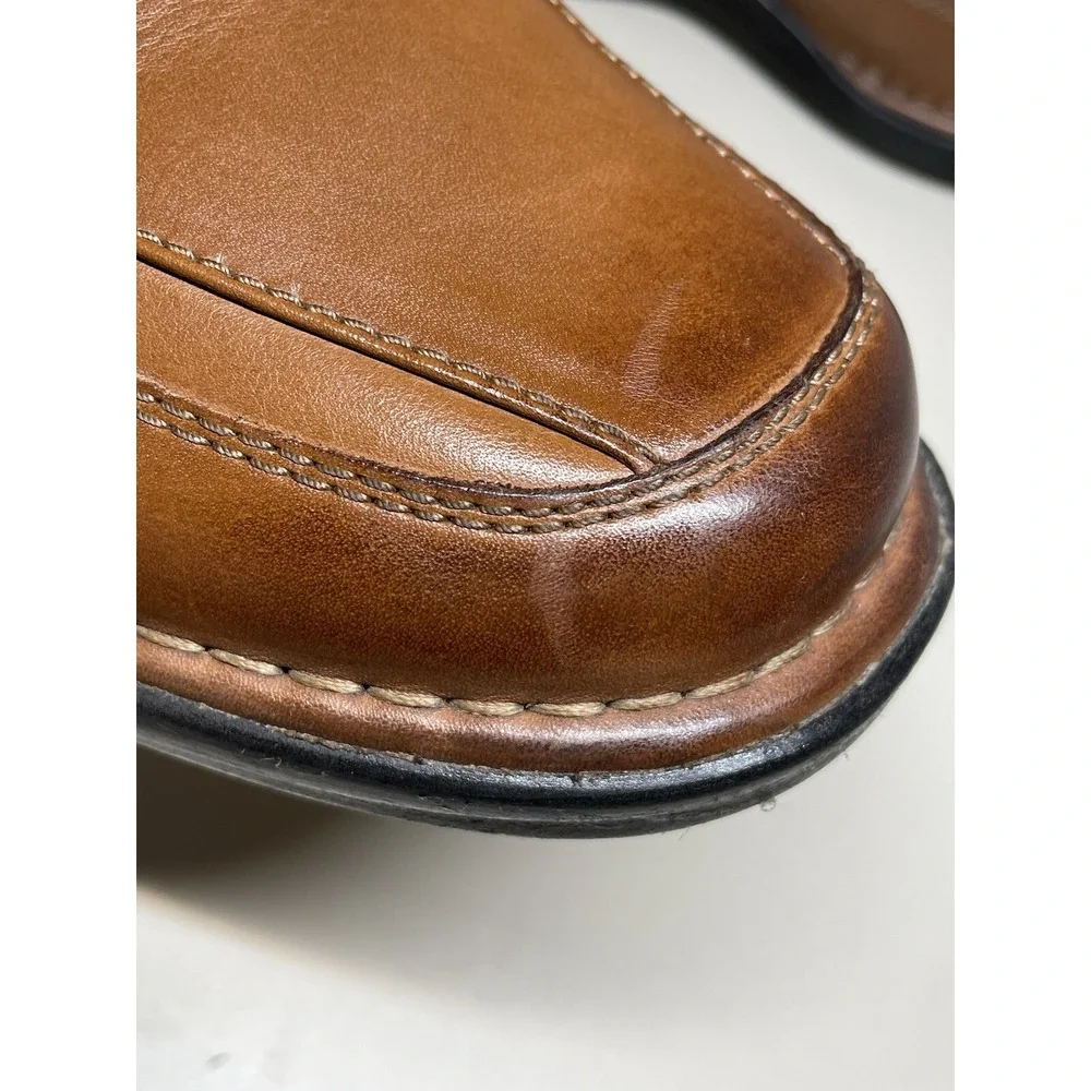 Clarks 14885  Mens Brown Leather Slip On Dress Loafers Shoes Size 91M Square Toe